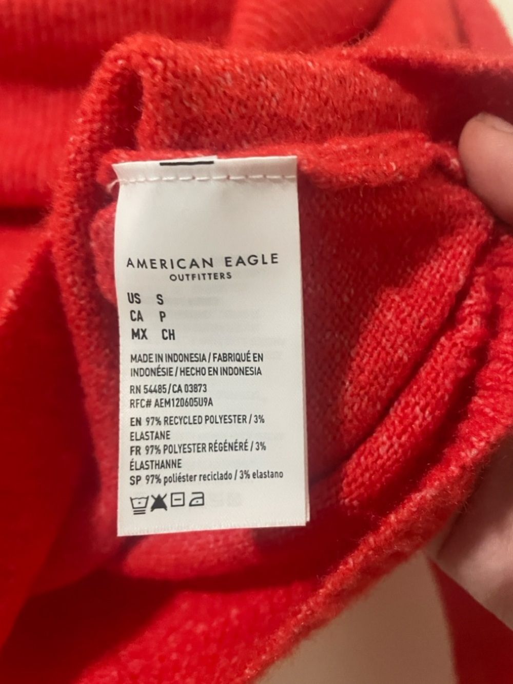 American Eagle Red Cowl Neck Cropped Sweater - Size S - Picture 4 of 6